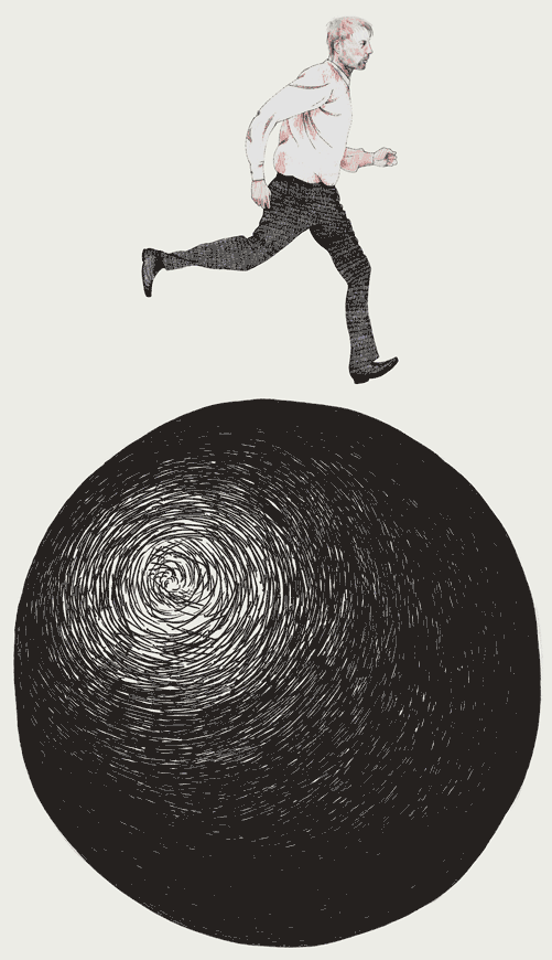 man runnning on globus